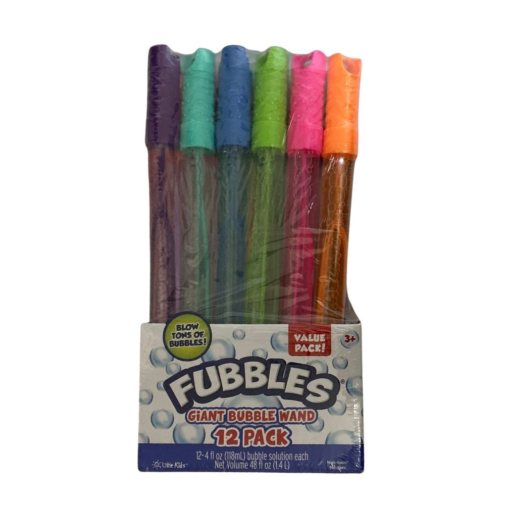 Fubbles Giant Bubble Wand Toy 12 Pack, 4 oz each Non-toxic No Dyes Party Pack